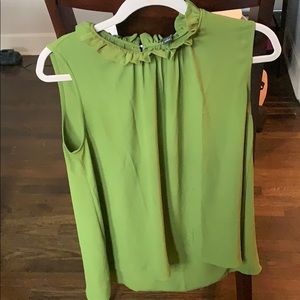 Green Ruffled Sleeveless Top